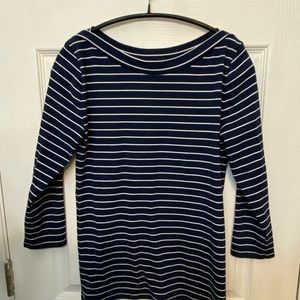 Ann Taylor navy/white boatneck t-shirt.  Size M.